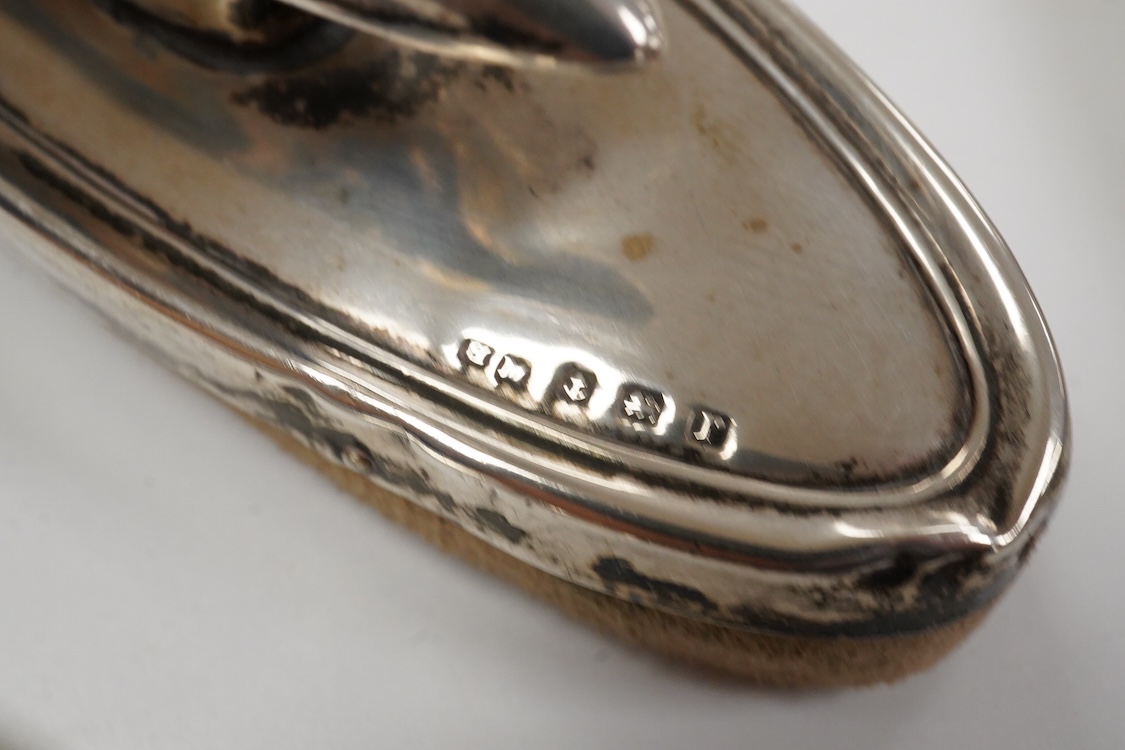 An early Victorian engraved silver plate, of cusped form, by Riley & Storer, London, 1844, with later engraved inscription, 17.5cm, together with two later silver cigarette cases, three silver condiments, a late Victoria